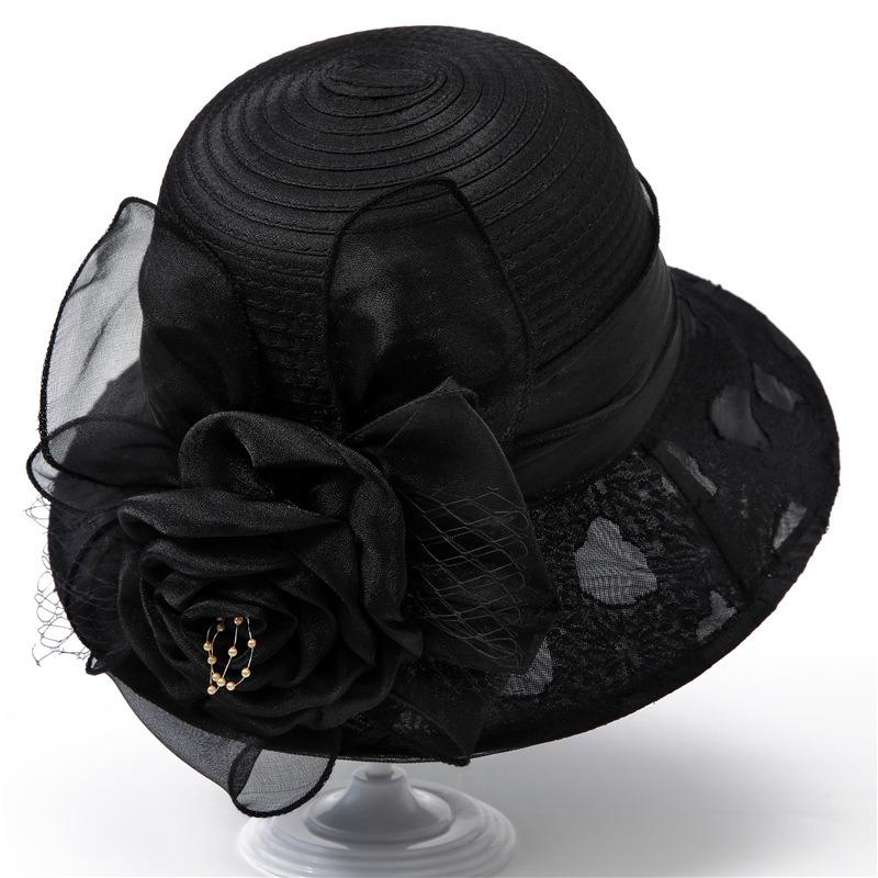 Hat Femininity Elegant Flower Bucket Hat British Summer New Breathable Versatile Basin Hat Top Hat