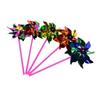 New 6Pcs Kids Windmill Pinwheel Toy Colorful Plastic Wind Spinner Lightweight Garden Lawn Party Festival Decoration Accessory