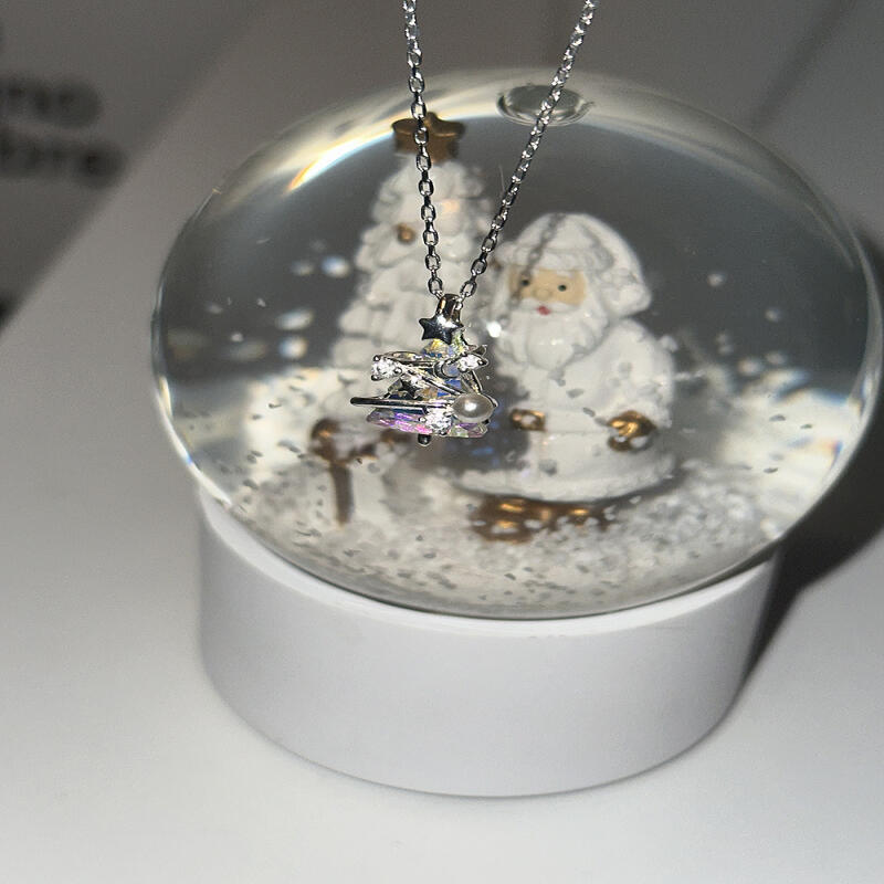 

[925silver] Christmas tree necklace Crystal