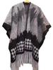 Elegant Ethnic Ink Painting Cape Shawl with Tassels - Versatile Travel Scarf Cloak
