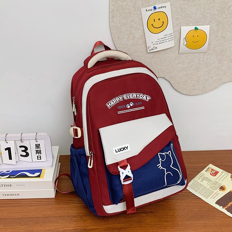 Новый школьный рюкзак ретро студенческий стиль рюкзак для старшеклассника корейская версия ins модный студенческий рюкзак для пары красный