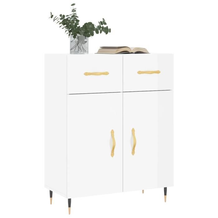 VidaXL Buffet Blanc brillant 69,5x34x90 cm Bois d'ingénierie 827958