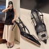 New 2025 Women High Heel Sandals Pointed Toe Rhinestone Decorated Pointed Toe Sandals Women Elegant Ladies Shoes