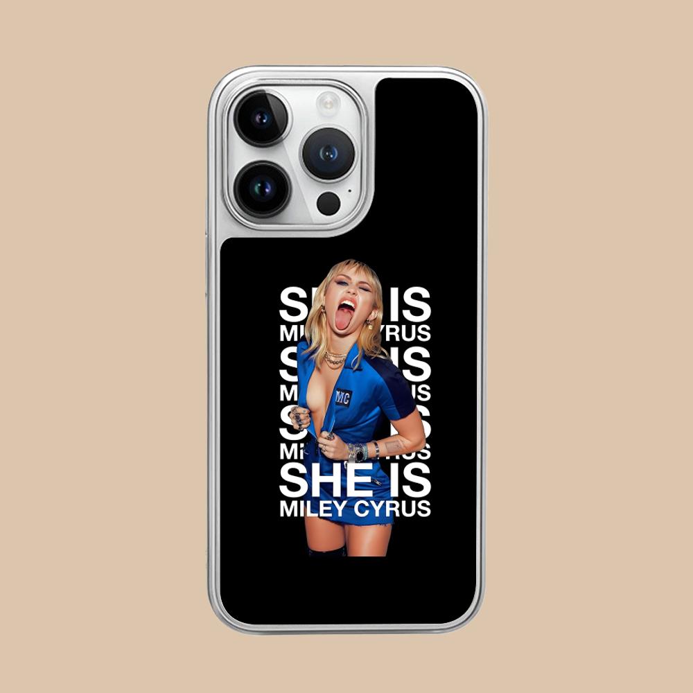 Miley Cyrus Handyhülle für iPhone 17 16 15 14 13 12 11 Air Pro Max Plus Versilbert Bunte Hülle Luxuriöse Hübsche Hülle