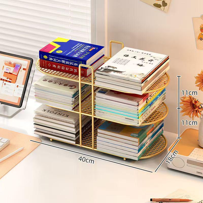 Simple Iron Art Desktop Bookshelf - Office & Student Organizer for Books & Magazines