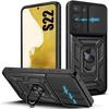 Protective Case - Samsung - Galaxy S22 - Black - Shockproof - 360° Rotating Kickstand