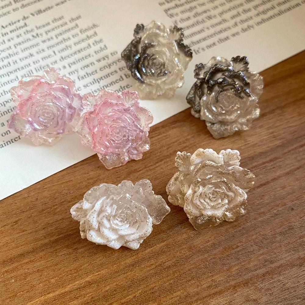 Rose Flower Flower Earrings Resin Women Earrings Exquisite Floral Stud Earrings  Women