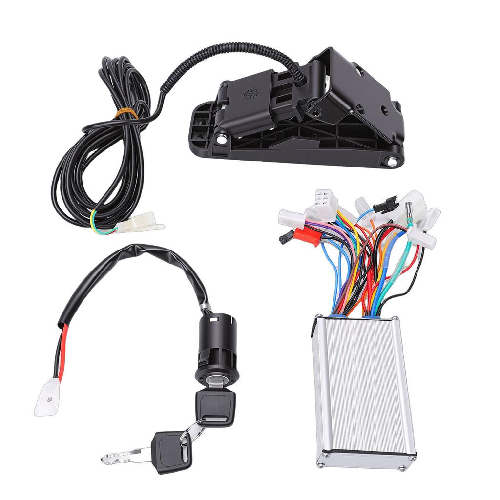 Electric Controller Kit Aluminum 350W Brushless Controller Ignition Key Switch with Foot Pedal for Replacement