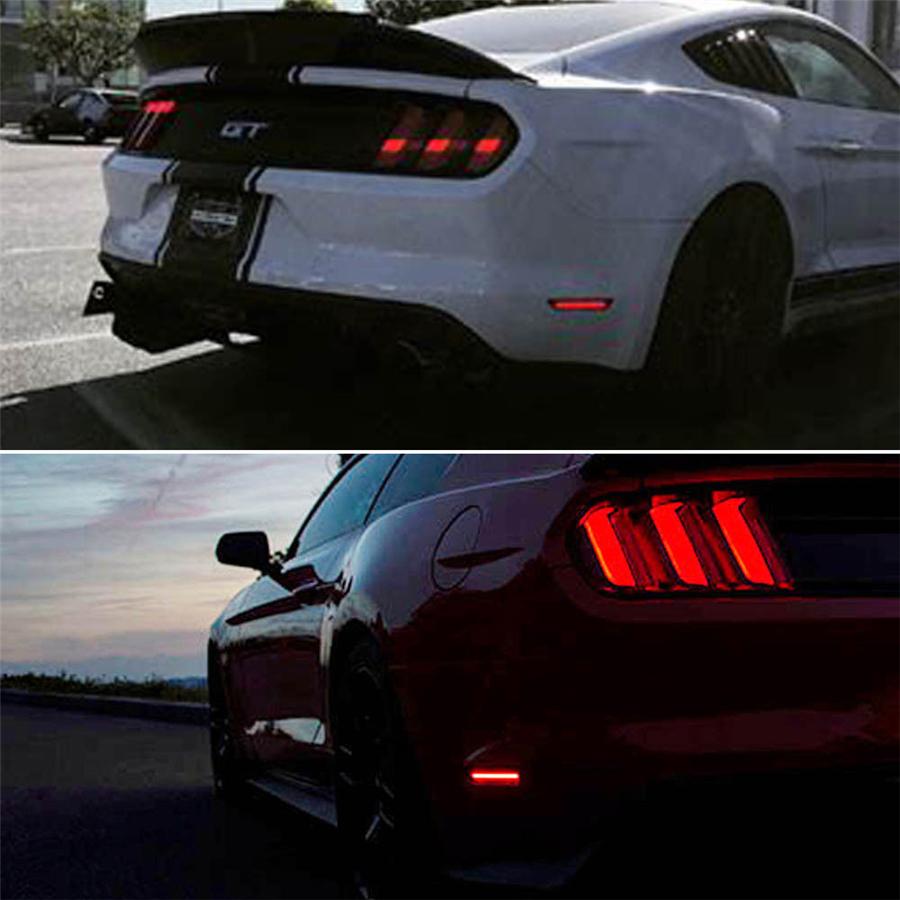 1Set Smoked Lens Rear Side Marker Lamps w/Red LED Lights Fit For 2015+ Ford Mustang