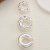 3pcs Set Exaggerated Personality Geometry Threaded Striped Pearl White Fold Wear No Ear Holes Clip Earring for Women Jewelry Set
