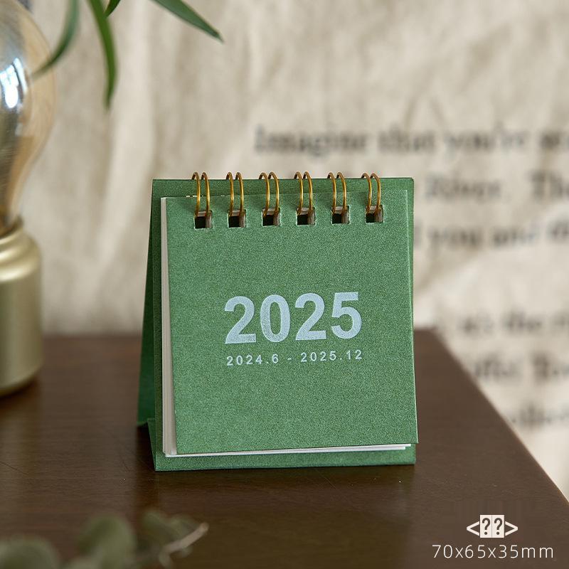 2025 Mini MUJI-Style Retro Desk Calendar | Punch Card & Lunar Features | Desktop Decoration & Ornaments