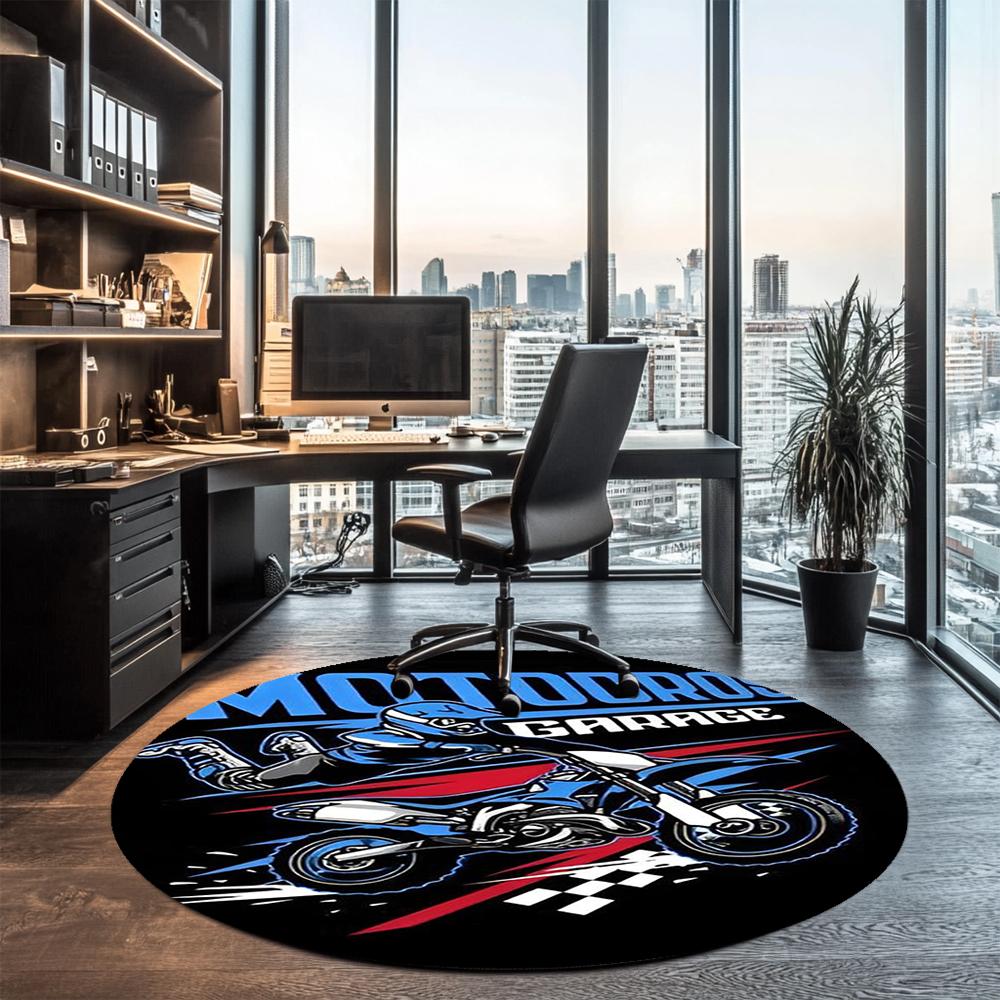 Off-road motoren Gedrukt Rond Vloerkleed Stoelkleed Gebiedskleed Entree Deurmatten, voor Kantoorstoel Woonkamer Slaapkamer Keuken.