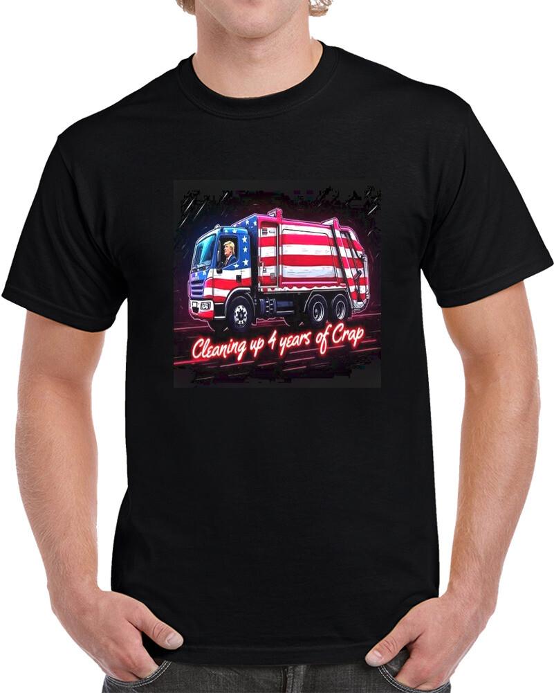 Trump Cleaning Up 4 Years Of Crap T-Shirt Political Satire, Pro Trump Funny Tee L