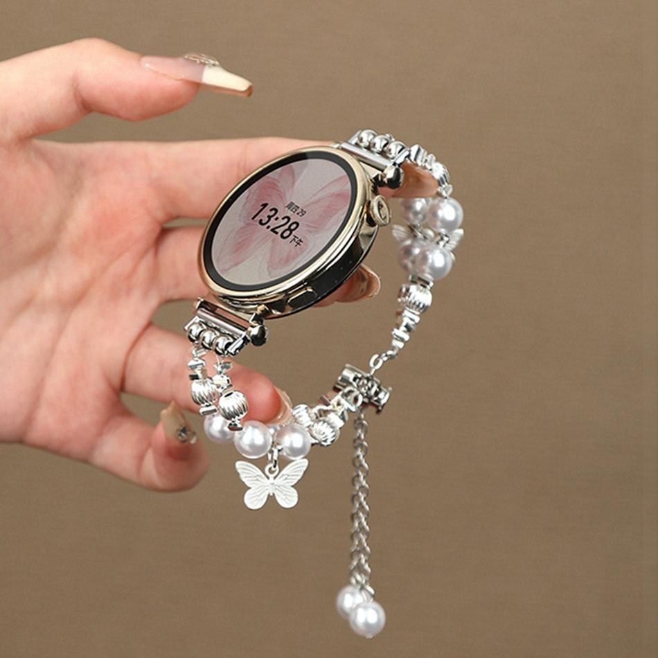 

20/22MM Band For Samsung Galaxy Watch 7 6 4 Classic 5 Pro Luxury Metal Butterfly Beads Bracelet Strap For Amazfit Bip Huawei GT2 20MM