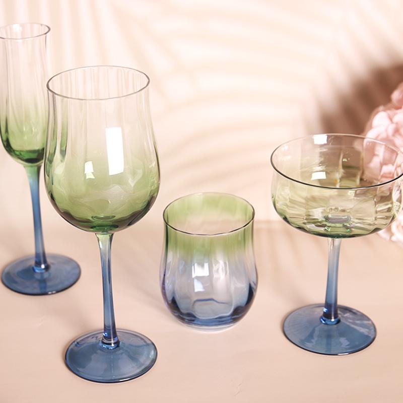 Hand-Blown Medieval Goblet: Gradient Green Edge with Floral Design