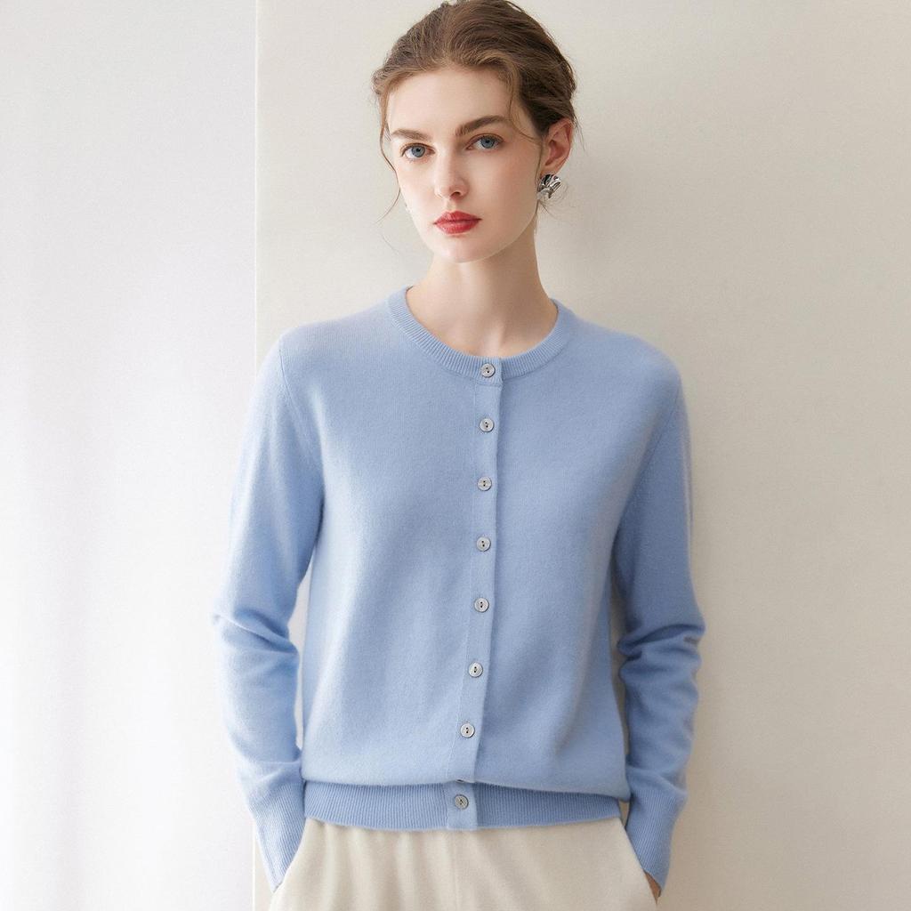 Pure Cashmere Loose Fit Round Neck Cardigan