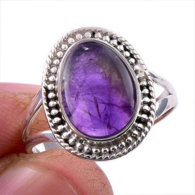 Pierre Gemme Naturelle Cacoxénite Argent Sterling Massif 925 Bijou Bague Taille 9 s9V74