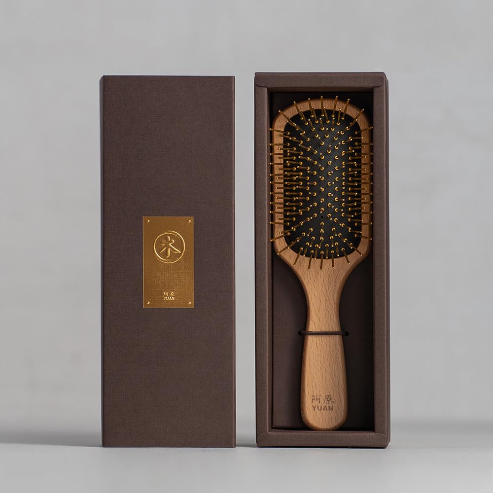 Paddle Golden 24K Scalp Beautiful Shiny Ahara/YUAN Brush, Comb, Plated, Comb, Luxury, Hair,