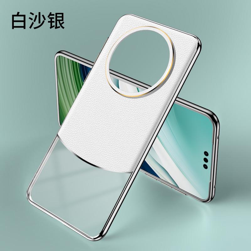 

Подходит для Huawei Mate60Pro + чехол для мобильного телефона из гальванизированной кожи, простой кожаный чехол для объектива Mate60 Phnom Penh с металлическим кольцом Huawei MATE60PRO +