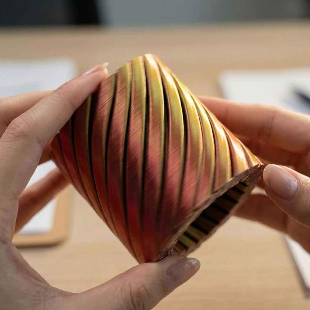 3D Printed Rotating Decompression Pen Holder - Two-tone Gradient Desktop Storage Box, Rotating Stress-relieving Toy, Available In Multiple Colors.