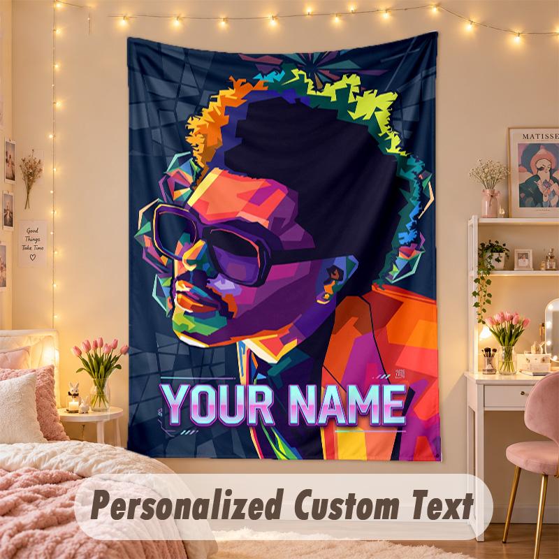 Custom Personalized Tapestry,The Weeknd Print Custom Name Text Wall Art Hanging for Bedroom