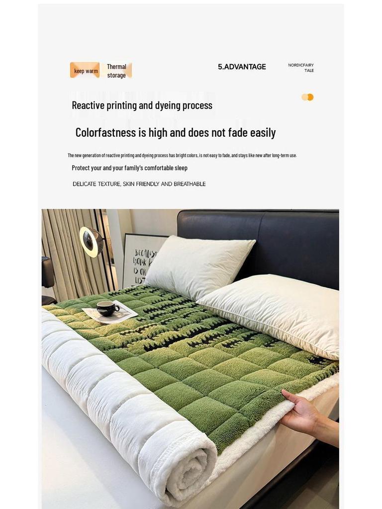 Zimní sametová podložka na matraci G5Z - Silný coral fleece topper pro studentskou postel