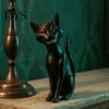 Schwarze Katze Statue für Halloween 3D Gedruckte Figur, Gotischer Stil Böses Schreibtischornament, Fotografie Requisiten Dunkle Fantasie Sitzend Haus Tischplatte