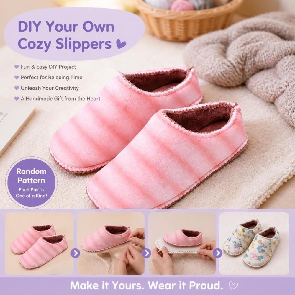 1 Pair Yarn Shoe Upper Cotton Hand-Knitted Shoe Upper Semi-Finished Shoe Upper House Slipper Making