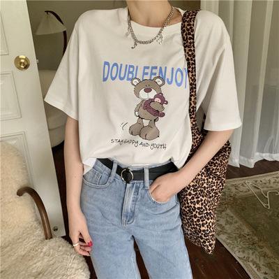 White bear t-shirt on clothes women's new summer small short-sleeved Korean version loose ins tide