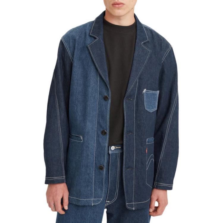 Levis SS22 Color Block Loose Denim Jacket Men Jacket Blue A1100-0000