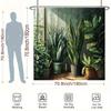 Serene Nature-Inspired Shower Curtain - Potted Plants & Sunlight Design, Polyester, 12 Hooks, Easy Care, Modern Bathroom Decor