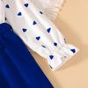 Spring Heart Print Long-Sleeve Set for Girls, European & American Style, Ages 7-12