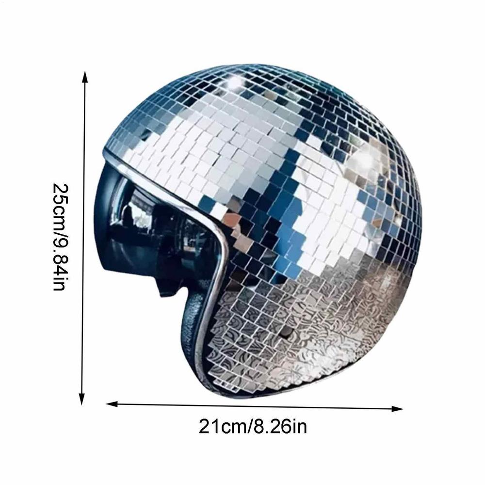 Funny Helmet Glitter Mirror Ball Hat with Retractable Visor Costumes Accessories for Event Wedding Festival Holiday Dress