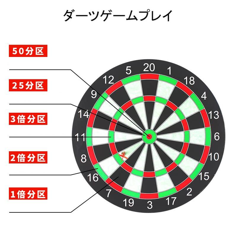 Dartboard with for Competition and Includes 6 x Darts Darts, Double-Sided, Practice, 15-inch