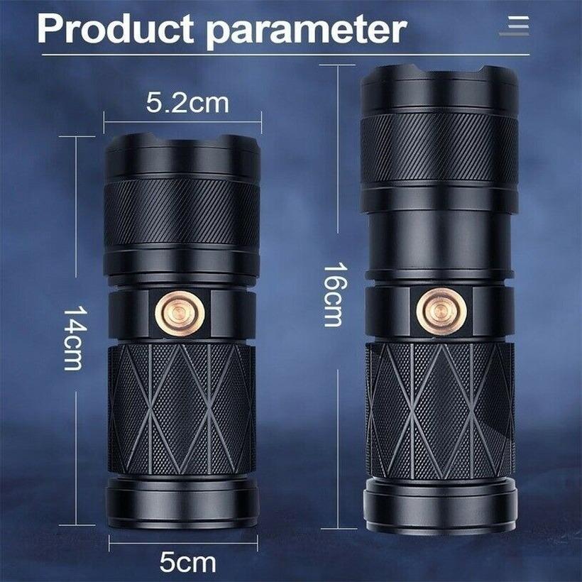 Najmocniejsza latarka XHP90 + 6 * LED Super Bright Double Head Latarka Wbudowana bateria