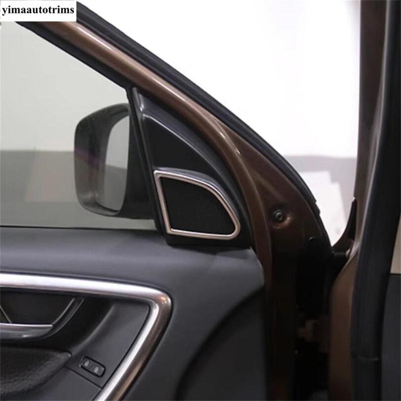 Car Pillar A Audio Speaker Frame Decoration Cover Trim For VOLVO XC60 2012 - 2017 Silver Stainless Steel Accessories Interior