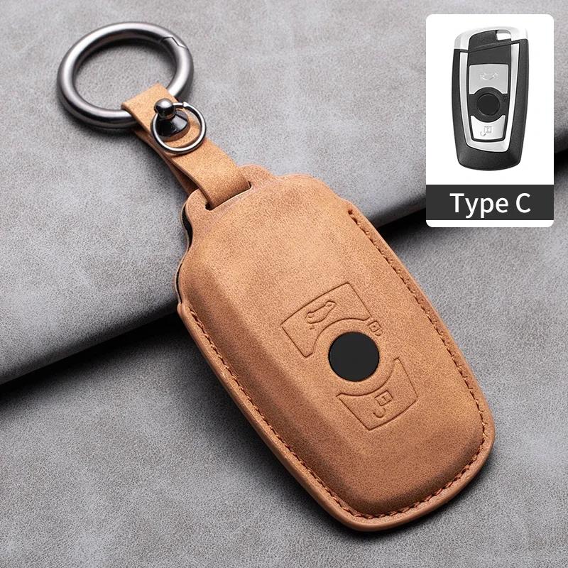 Leather Car Remote Key Case Cover for Bmw F20 G20 G30 X1 X3 X4 X5 G05 X6 X7 G11 F15 F16 G01 G02 F48 1 2 3 4 5 6 7 Series