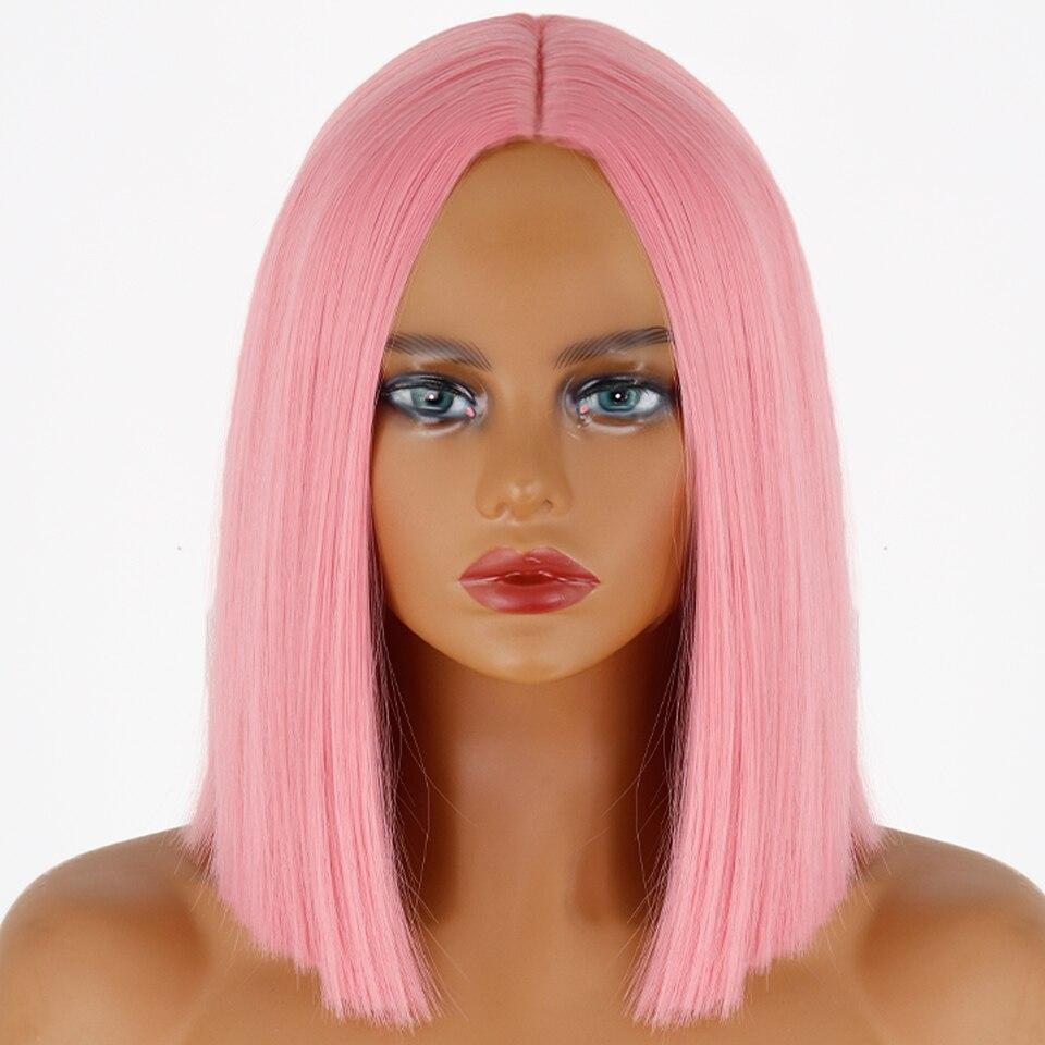 

XINRAN Жіноча модна коротка пряма синтетична синя перука Жіноче волосся Боб перука Натуральне синє волосся Підходить для вечірки Косплей Щоденне використання