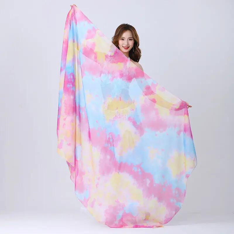 Bellydance Faux Silk Women Scarf Shawl Dance performance Stage Dyed Color Veil DIY Fabric Sewing Craft Clothing Supplies