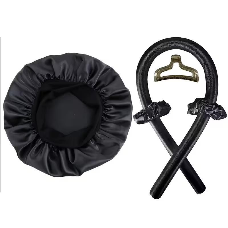 3/5/8pcs No-Heat Curling Iron Set with Satin Sleep Cap Hair Clips Comb Hair Tie Women's Heatless Overnight Styling Tools