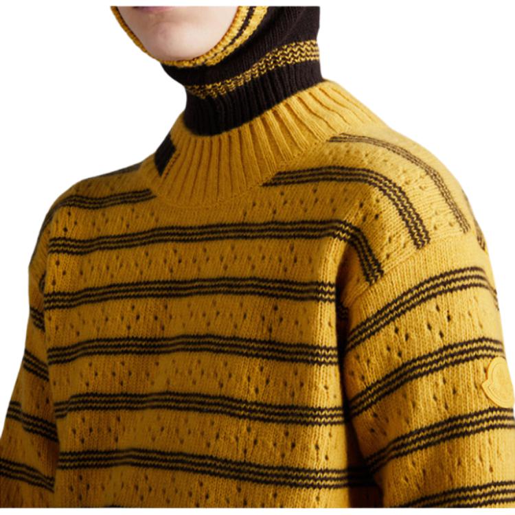 Moncler FW22 Color Block Striped Print Crew Neck Sweater Women Sweater Yellow H20939C00003M1115110