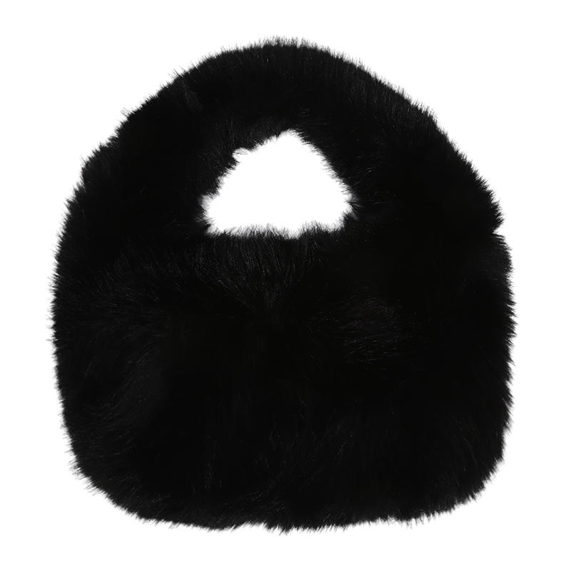 Fluffy Female Winter Purse Casual Tote Bag Winter Soft Plush Half Moon Bag Faux Fur Party Clutch Bag Lady Handbags