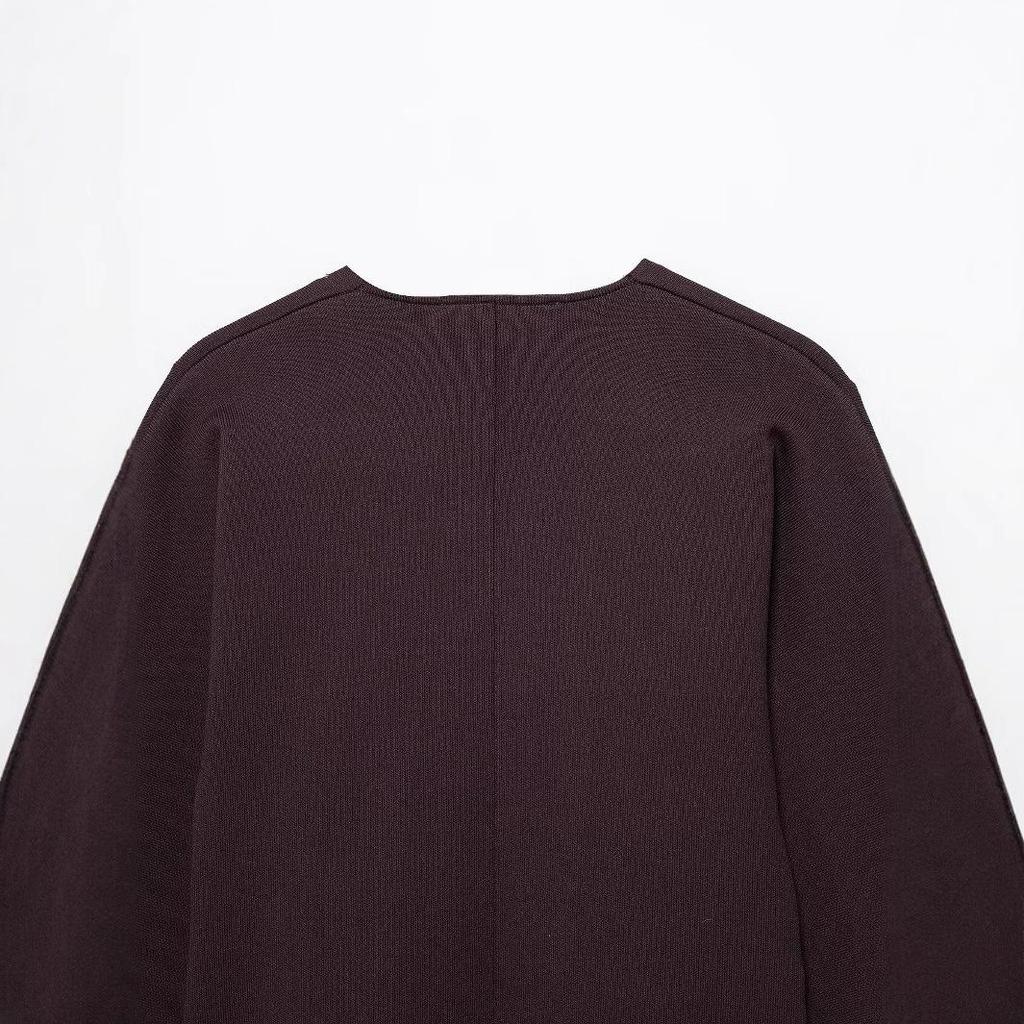 TAOP&ZA Women's Spring V-Neck Slim-Fit Double-Breasted Knitted Cardigan 