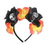Simulated Flower Button Halloween Headband Holiday Party Foam Skull Horror Headdress