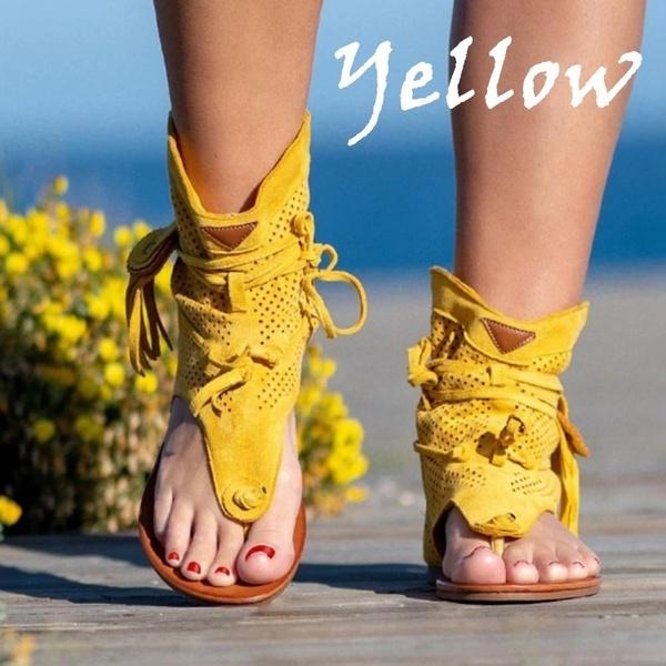 Women's Fashion Bohemian Sandals Flat Sandals Tassels Casual Summer Shoes Plus Size 35-43