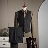 2025 Men's High-Quality Striped Double-Breasted Three-Piece Suit with Peak Lapel