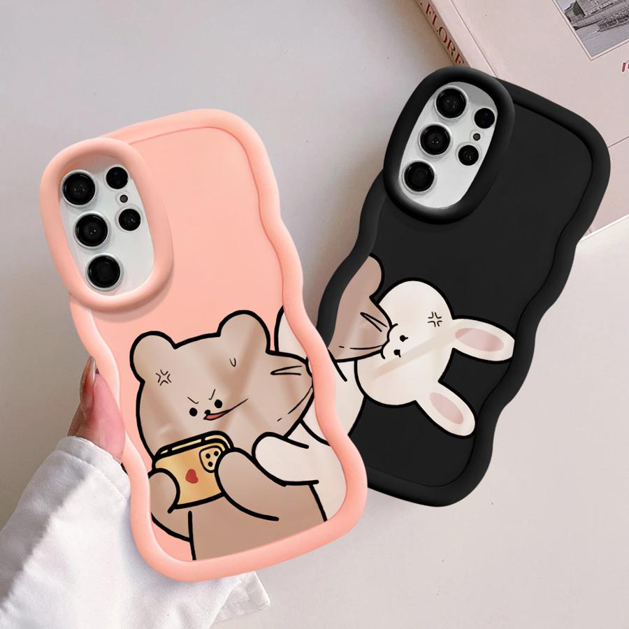 Custodia per Samsung Galaxy S22 Ultra S20 FE S21 S23 Plus A26 A25 S24 S25 con Coniglietti che Mordono Orso, Cover Morbida per Telefono A36 A35 A24 A54