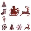 7 Stück Holz-Weihnachts-LED-Schmuck Nikolaus Wandaufkleber Bastelarbeiten Neujahr