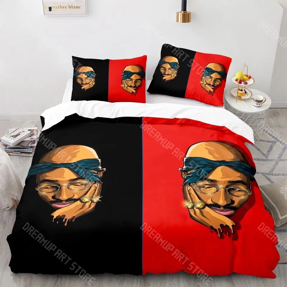 3D Print 2 Pac Tupac Shakur Bedding Set Single Twin Full Queen King Size Tupac 2 Pac Bed Set Aldult Kid Kawaii Duvetcover Sets