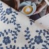 Cotton Linen Nordic Blue Vine Flower Tablecloth Round Rectangular Cover Towel Retro Pastoral Table Cloth Photo Background Wall
